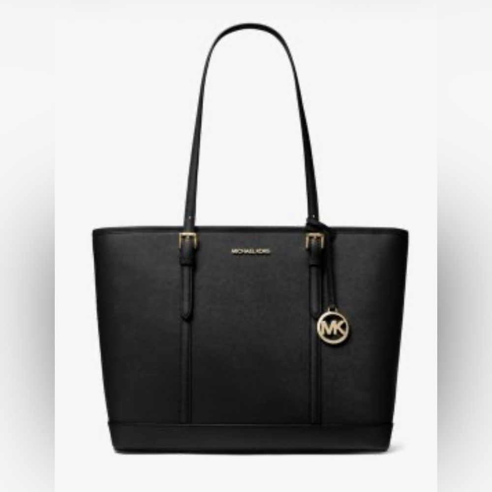 Michael Kors Large Black Tote with Gold Accents- Brand New